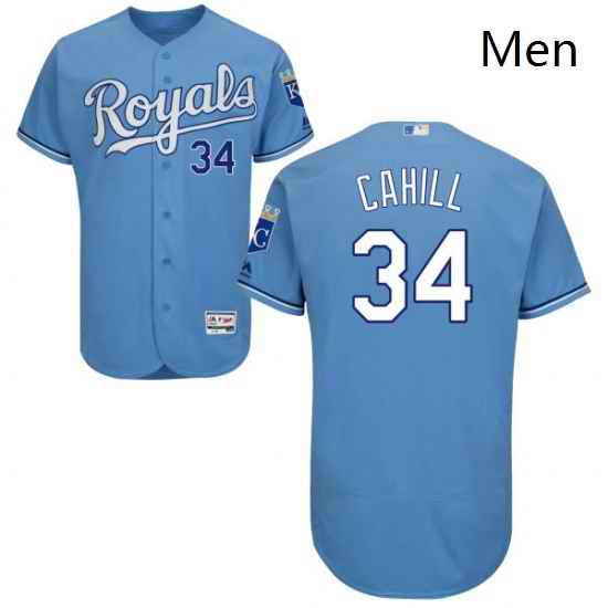 Mens Majestic Kansas City Royals 34 Trevor Cahill Light Blue Flexbase Authentic Collection MLB Jersey